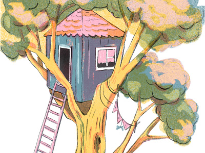 Tree house artwork book digital illustration editorial editorial illustration house illustration procreate summer sunny tree