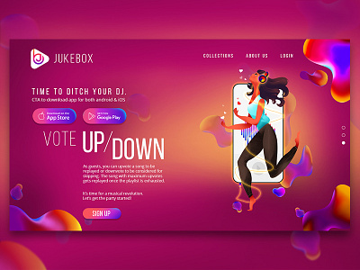 JUKEBOX Landing Page 3 character design flat design illustration landing page web design