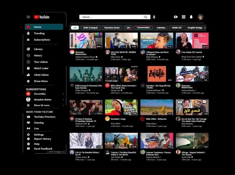 YOuTube_ DarkTheme by AbdEl-Rahman Mohsen on Dribbble