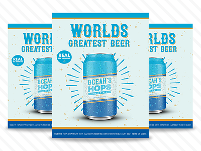 Ocean Hops Beer Flyer banner beer branding beer label bottle design bottle label branding design illustration logo photoshop