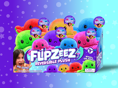 Toy Packaging | Retail Kids Toy | Flipzeez Reversible Plush cartoon custom design for hire graphic design hire illustration illustrator layour package packaging product design toy toys