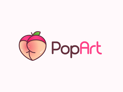 PopArt logo design art booty butt cartoon creative design emblem fit fitness gym juicy line linear logo love peach pop popart symbol training