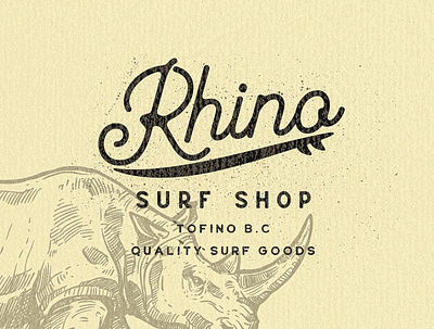 Rhino Surf Shop badge brand branding design illustration logo surf surfing typography vintage vintage badge