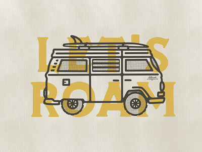 Let's Roam badge branding camp campervan camping design illustration logo outdoors typography vintage