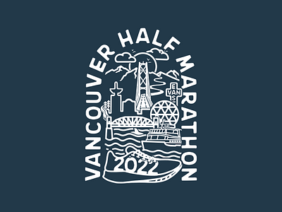 2022 Vancouver Half Marathon Race Shirt badge branding british columbia design illustration kitsilano marathon race running t shirt design vancouver vintage