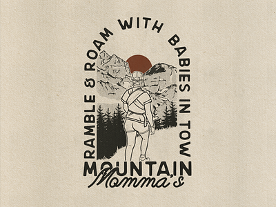 Mountain Momma's badge camping canada design hiking illustration mountains outdoors pines rockies trees vintage