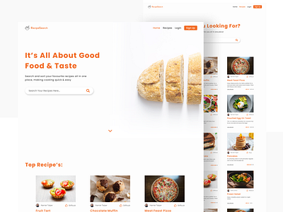 Landing Page design development food landing page recipes ui ux web design