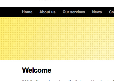 Welcome black business dots gradient header heading helvetica nav navigation white yellow