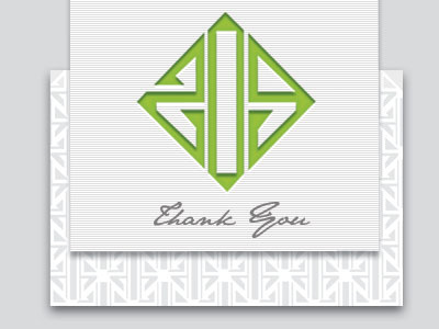 Custom Thank You card design green grey identity logo minimal modern pattern print stationary thank you typography white