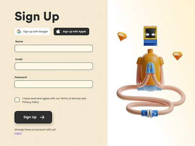 Sign Up, Simply. 3d app design coding bootcamp dailyui design form front end illustration le wagon lewagon product design sign up form sign up page ui user experience web design