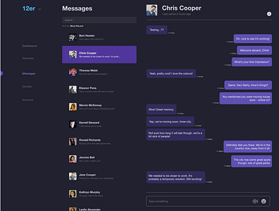 Daily UI | Direct Messaging app design chat chat app daily ui 013 dark figma le wagon product design purple ui