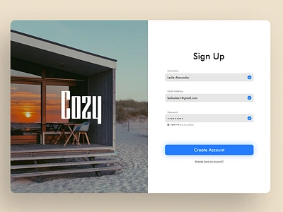 Sign Up | Cozy app branding calm carlos cozy daily ui font form form design le wagon relaxing sign up sunset type typography ui ui design web design