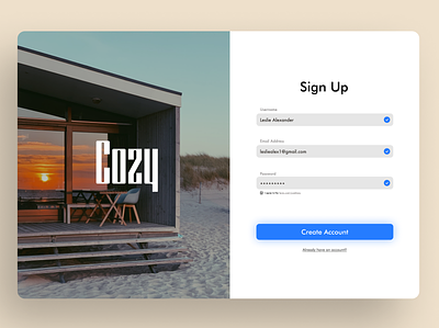 Sign Up | Cozy app branding calm carlos cozy daily ui font form form design le wagon relaxing sign up sunset type typography ui ui design web design