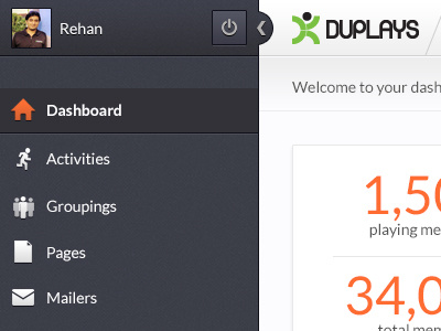 Dashboard admin panel dashboard duplays menu profile system