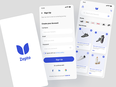 Zepto a shoes ecommerce app app app design app ui branding design ecommece ecommerce app graphic design shoe shoe app shoe app design shoe commerce shoe selling app shoes ui ux