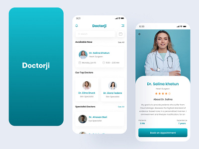Doctorji a online doctor appointment app a[ppui app appdesign branding design doctor doctorapp doctorappointmentapp graphic design hospitalapp ui ux