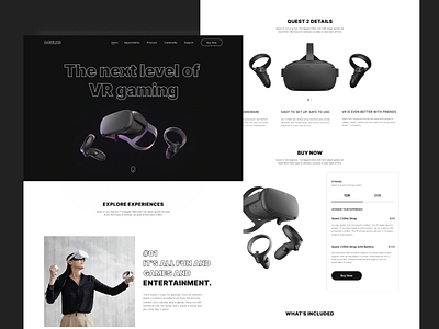 Oculus a single product website design design ecommerce game gamimgwebsite graphic design landingpage oculus oculus quest oculus quest2 quest quest website quest2 single product website ui uiux ux vr gamimg webdesign website