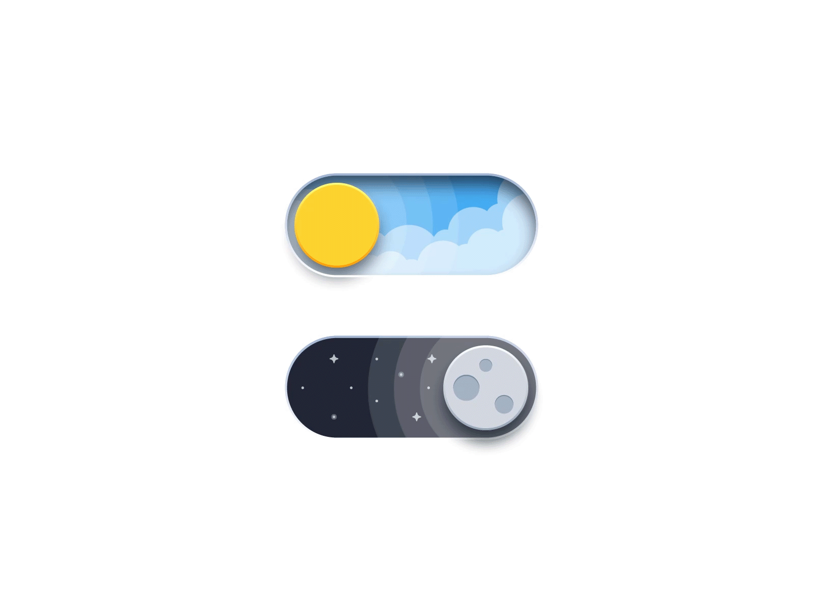 Day Night Switch Buttons 2d animation aftereffects animation design freelancer illustration logo logodesign motion art motion graphic motiongraphics