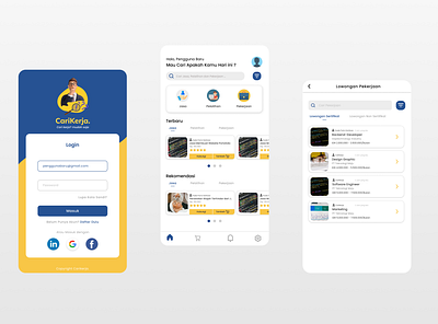 CariKerja Mobile Application to find a job application mobile app mobile application ui design ux design