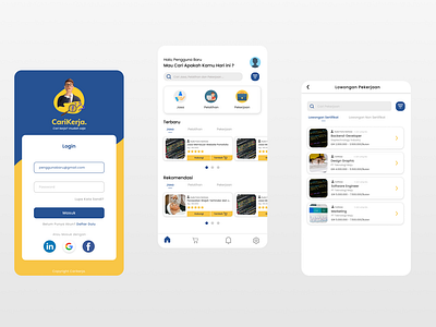 CariKerja Mobile Application to find a job application mobile app mobile application ui design ux design