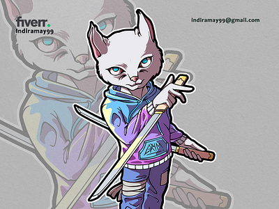 Cartoon Mascot Character cartoon character illustration samurai cartoon samurai cat cartoon vector