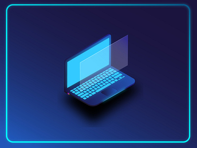 Isometric Laptop illustration. design glow illustration isometric laptop neon