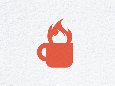 Fueled by Coffee coffee cup flame fueled by coffee logo mark orange