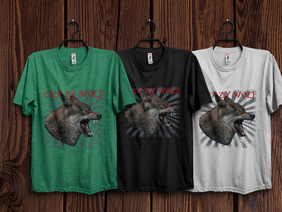 Crazy Wolf t-shirt design, Wolf t-shirt
