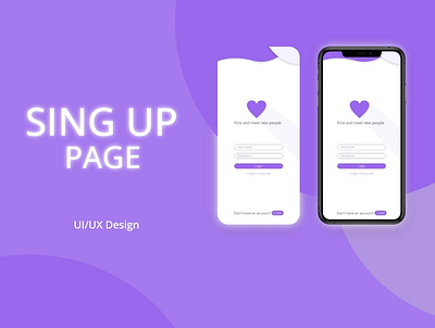 Sing up page app design design mockup sing up ui ux web design web page