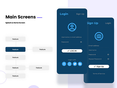 Log in page — Sign Up page design form