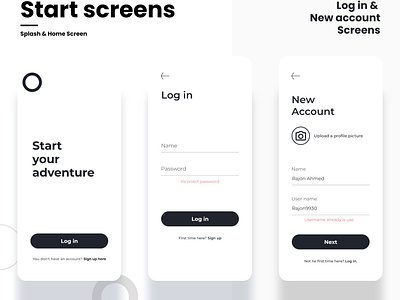 Login & New account Screens page design || UI/UX Design form
