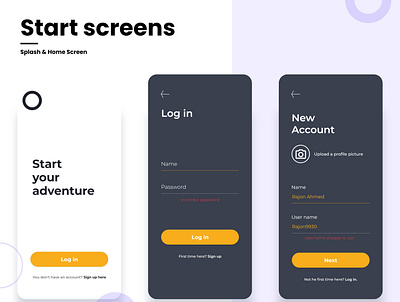 Login & New account Screens page design || UI/UX Design form