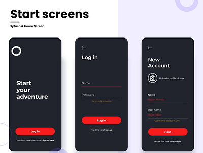 Login & New account Screens page designs || UI/UX Design form