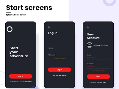 Login & New account Screens page designs || UI/UX Design