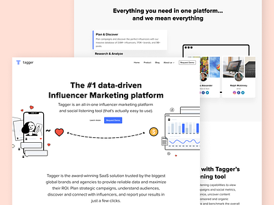 Tagger Media Landing Page design influencer influencer marketing marketing page ui ux web