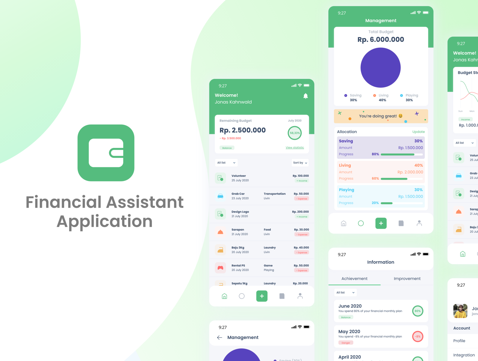 Financial Assistant Application UI/UX Design by Amit Patel on Dribbble