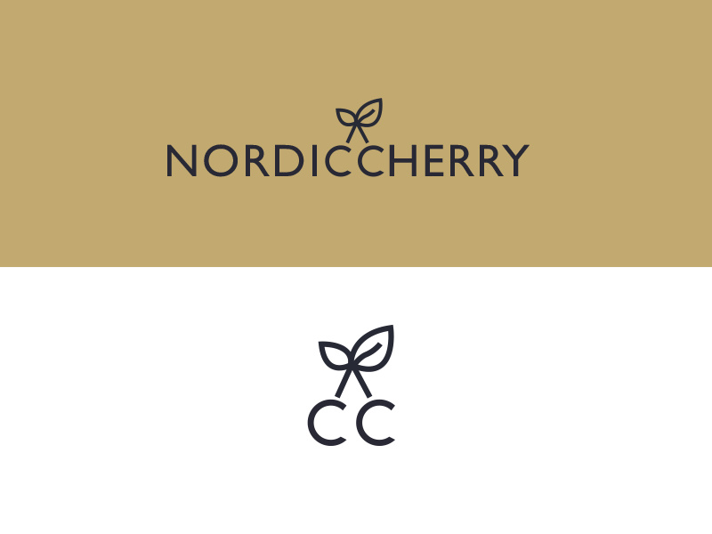 Nordic Cherry Branding identity nordic cherry gold icon logo branding