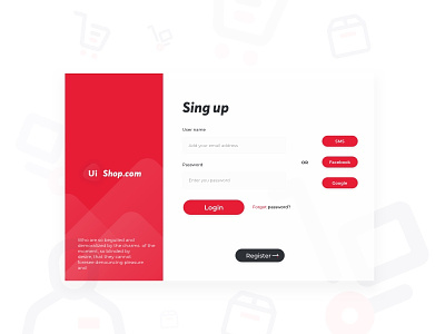 Daily UI #1 - Sign Up daily dummy login red register shop sign ui