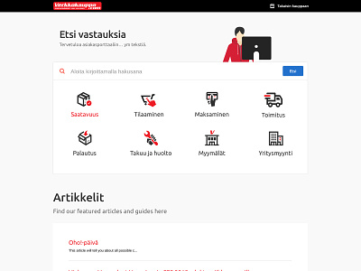 Verkkokauppa.com Customer Portal | Zendesk customer portal ecommerce help desk ux zendesk