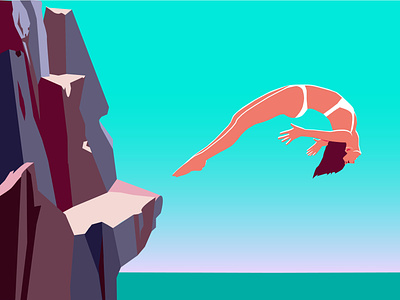 Jump 2д design illustration vector вода горы иллюстратор искусство красота пейзаж природа прыжок сила спорт