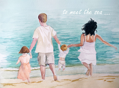 Poster about traveling design illustration акварель вода море отдых семья