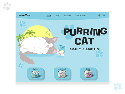 Purring Cat food design concept animal app branding cat design food illustration logo mobil nature pats shop ui web world