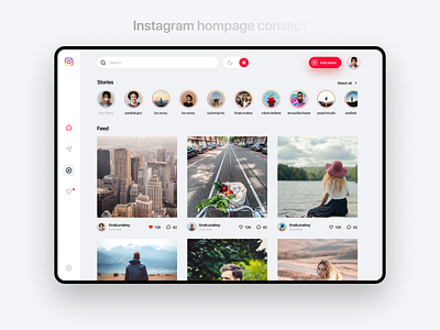 Instagram homepage consept branding clean design landing page landingpage minimal ui ux web website