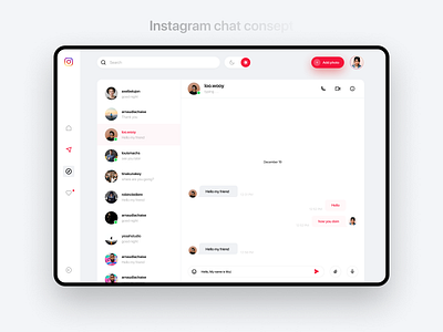 Instagram chat consept branding clean design landing page landingpage minimal ui ux web website