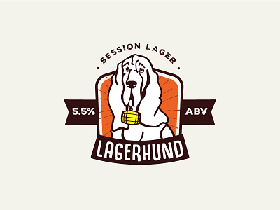 Hound Badge beer design dog droopy hound illustration lager logo packaging