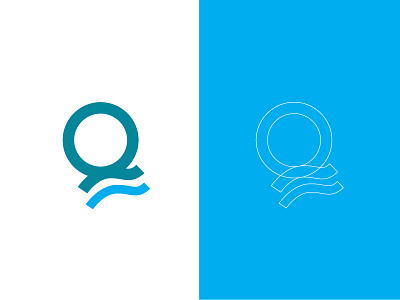 Q brand letter logo outline q vector water wave
