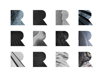 Textured R brand branding design gif logo texture type
