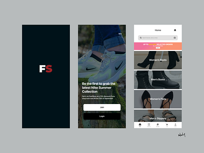 E-Commerce Onboarding Screens and Homepage app design ecommerce figma illustration mobile ui user interface