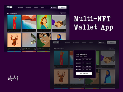 Multi-NFT Wallet App blockchain crypto design figma illustration mobile nft ui user interface