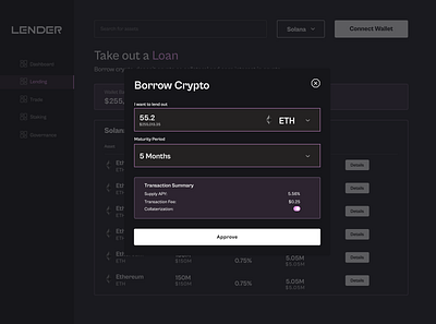 Crypto Lending App Modal app blockchain branding crypto cryptocurrencies design figma ui user interface